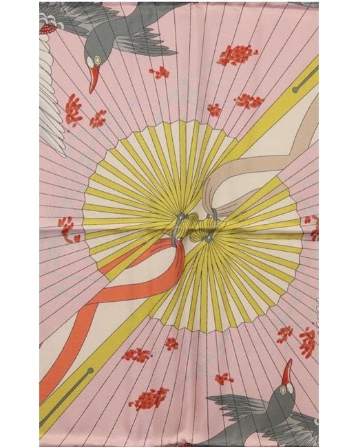 Gucci Multicolor Fly Swan Print Silk Scarf