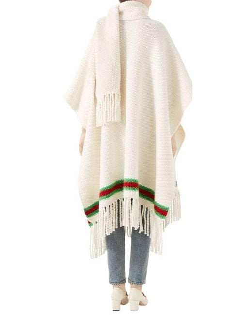 Gucci Natural Cape With Oversize Wool Scarf