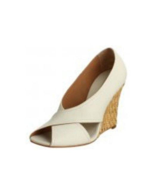 BCBGMAXAZRIA Raisa White Leather Wedge Sandal