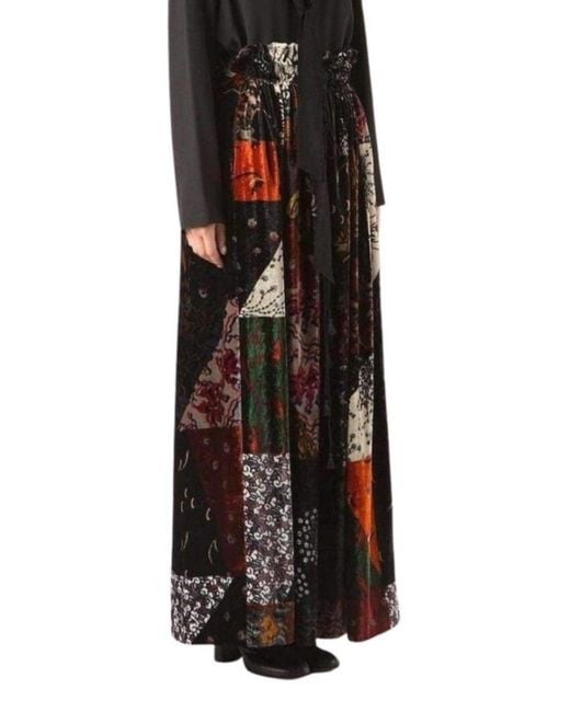 Chloé Black Velvet Patchwork Silk Blend Maxi Skirt