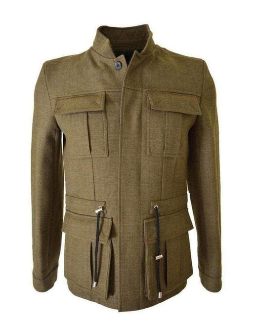 Balmain Green Military Olive Basic Wool Jacket W4ht735c624 for men
