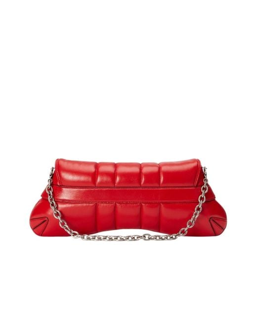 Gucci Red Horsebit Chain Medium Shoulder Bag