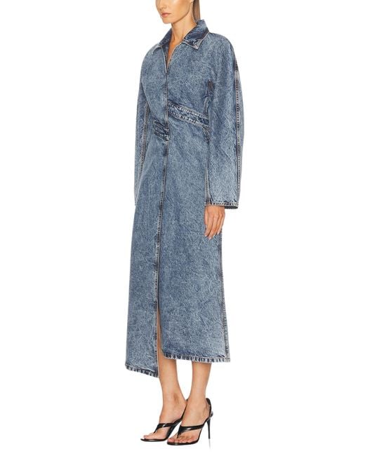 Alaïa Gray Spiral Denim Trench Coat