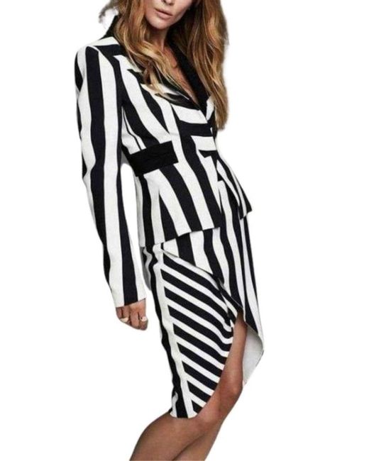 Mugler Black Striped Stretch Crepe Skirt