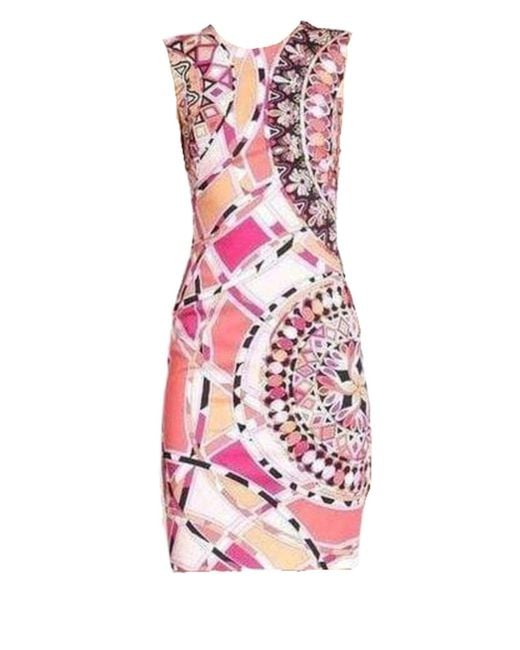 Emilio Pucci Pink Signature Print Sheath Cotton Dress