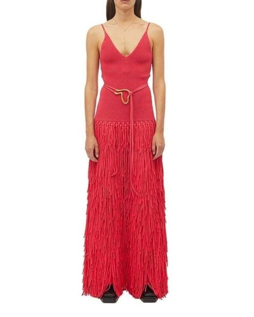Bottega Veneta Red Leather Double Strap Belt