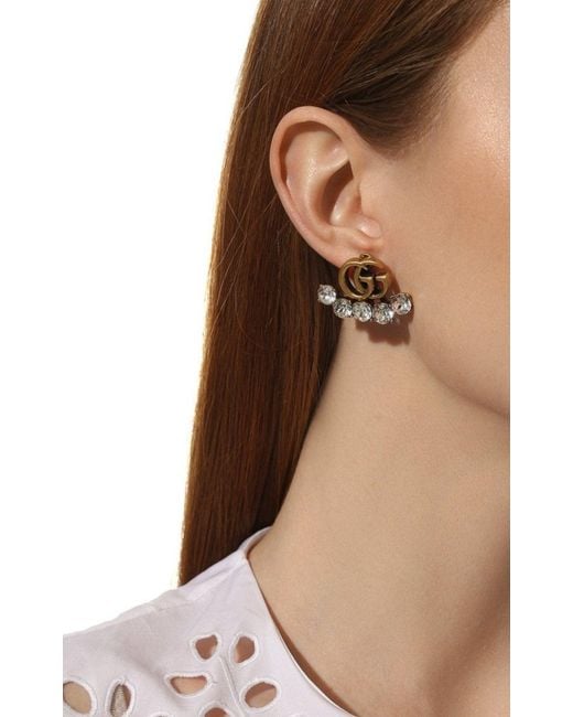 Gucci Metallic Crystal Double G Single Earring