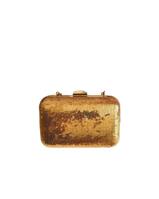 BCBGMAXAZRIA Metallic Sequin-embellished Hardcase Clutch