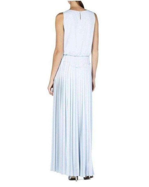BCBGMAXAZRIA Blue Jenine High Split Pleated Skirt Maxi Dress