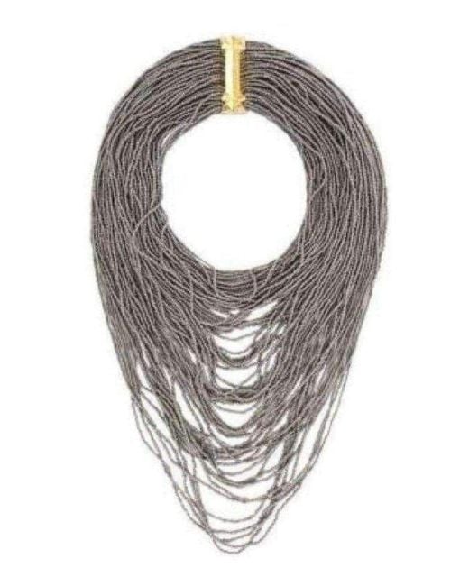 BCBGMAXAZRIA Gray Hematit Seed Bead Necklace