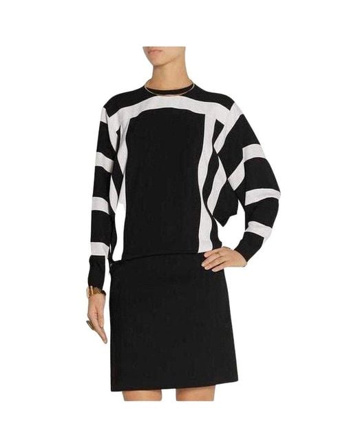 Chloé Black And White Monochrome Crepe Shift Dress