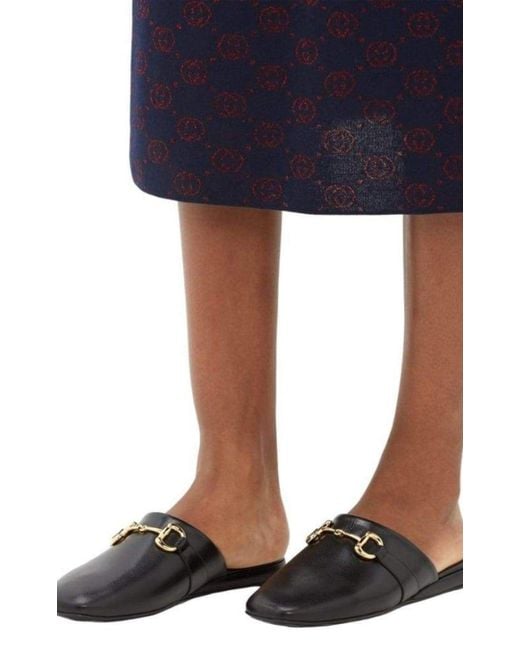 Gucci Black Pericle Horsebit Leather Slippers It 34