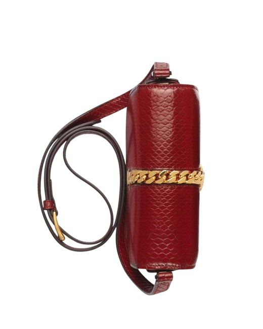 Gucci Red Sylvie 1969 Python Mini Shoulder Bag