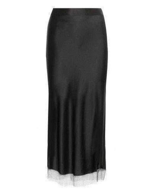 Alexander Wang Black Silk Metal Fringe Skirt Us 8