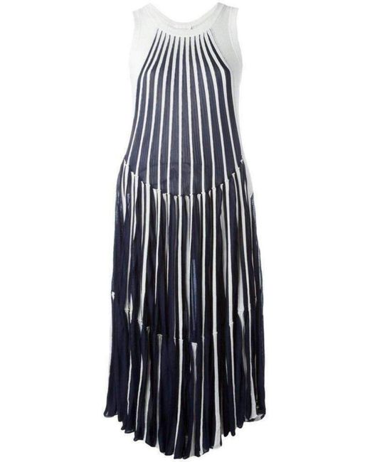 Chloé Blue Vertical Stripe Midi Dress