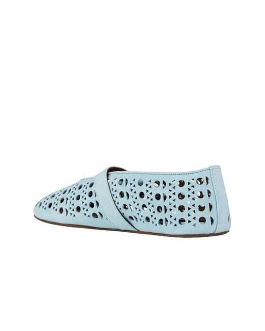 Alaïa Blue Perforated Nappa Leather Ballerina Flats