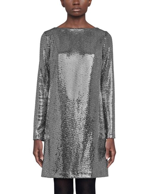Gucci Gray Metallic Dotted Jersey Dress