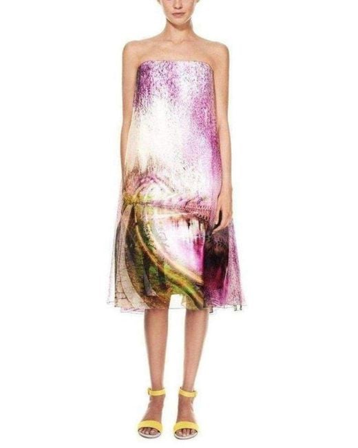 Mary Katrantzou Strapless Underwood Varro Evening Dress In Purple