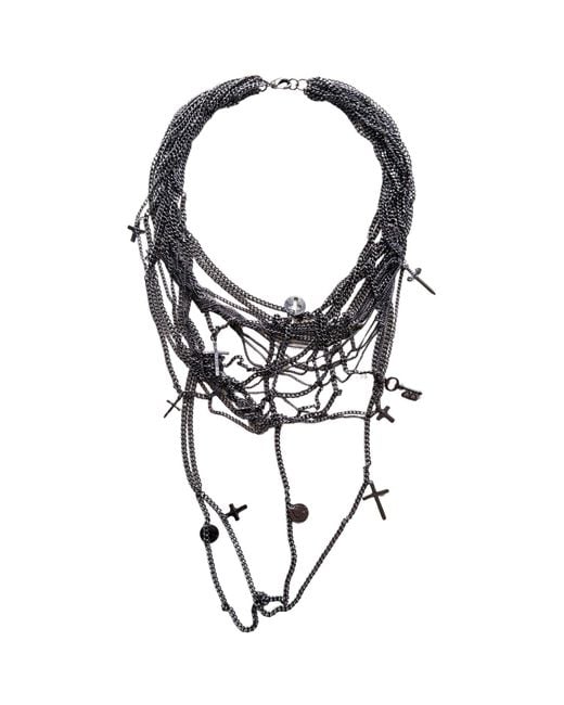 BCBGMAXAZRIA Black Layered Charm Chain Statement Necklace