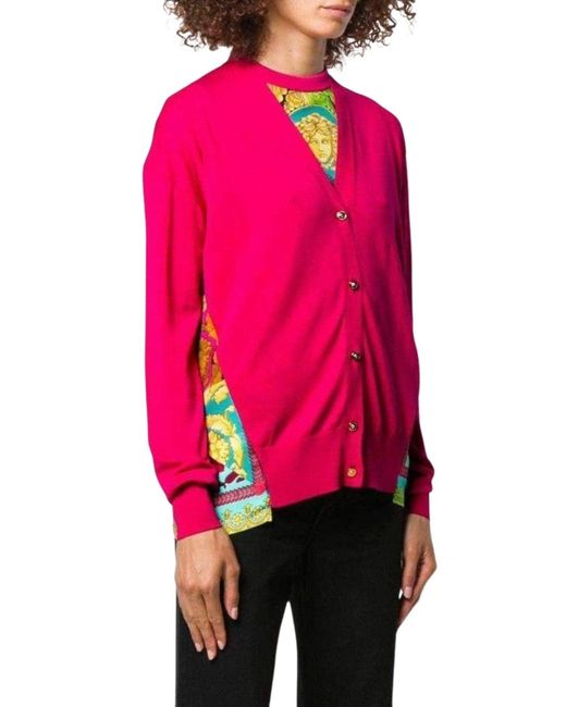 Versace Pink Medusa Print Cardigan It 42 (us 6)