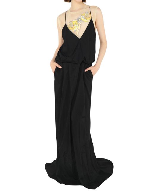 Dries Van Noten Black Embellished Backless Maxi Dress
