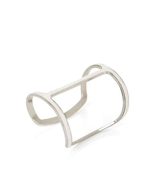 BCBGMAXAZRIA Metallic Faux-leather Covered Cutout Cuff Bracelet