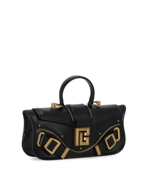 Balmain Black Blaze Small Leather Shoulder Bag
