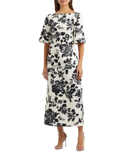 Emilia Wickstead White Kora Floral Print Twill Midi Dress