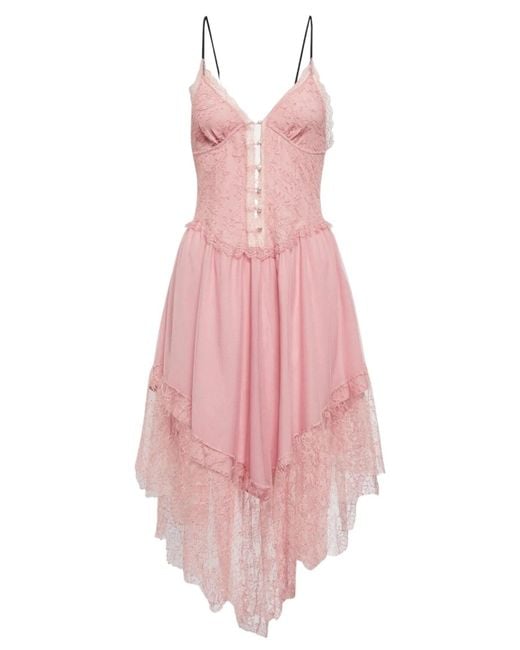 Gucci Pink Lace-trimmed Chiffon Lingerie Dress