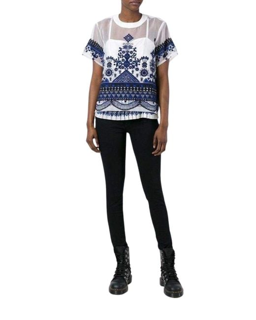 Sacai Blue Lace Organza Top L