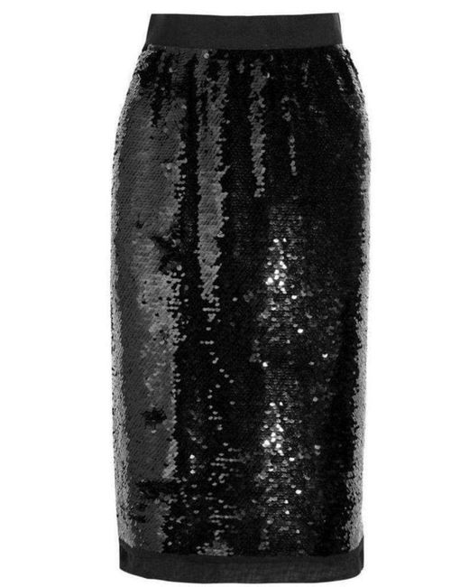 Dolce & Gabbana Black Sequin-embellished Pencil Skirt It 42 (us 6)