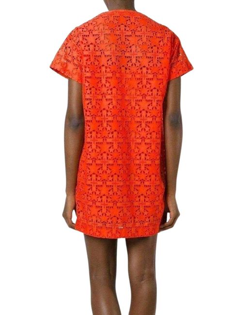 Sacai Orange Lace Trim Sangallo Dress