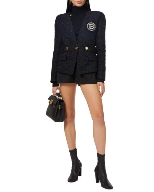 Balmain Black Embellished Double-breasted Blazer