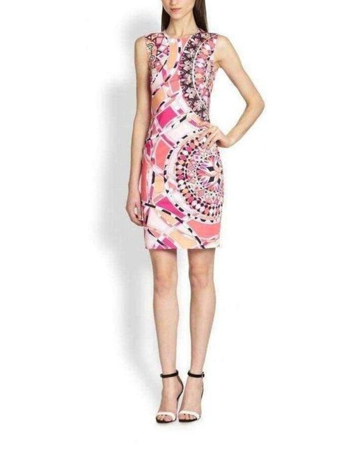 Emilio Pucci Pink Signature Print Sheath Cotton Dress