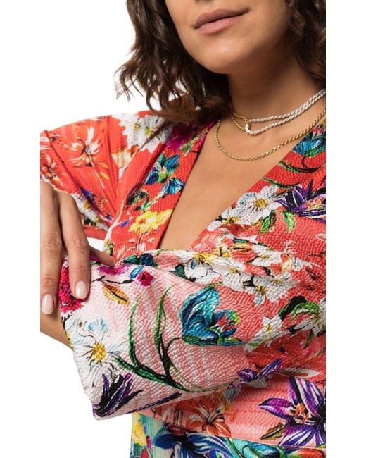 Mary Katrantzou Red Bloom Floral Print Silk Dress