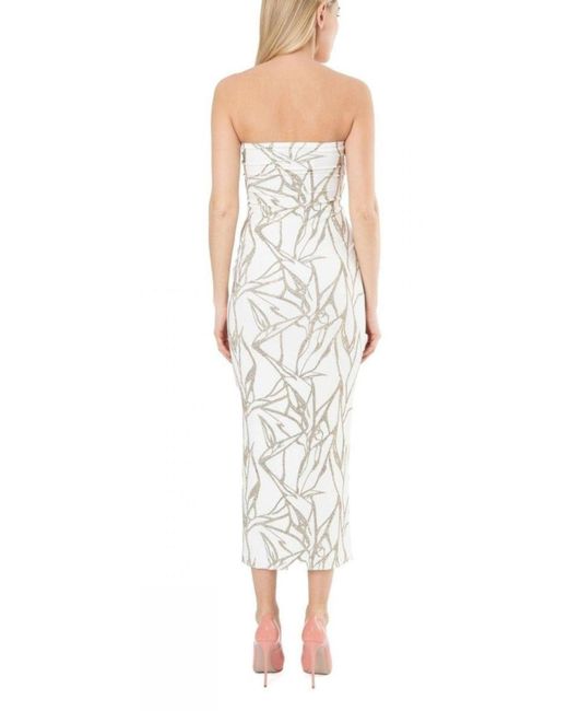 Alexandre Vauthier White Beaded Strapless Midi Dress