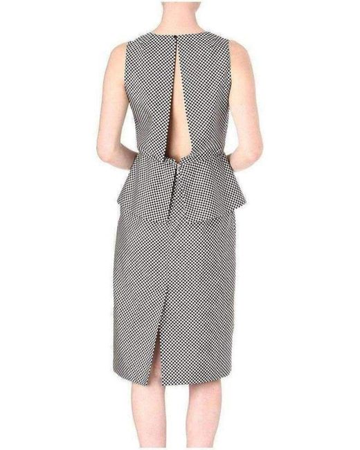 Dries Van Noten White Monochrome Silk Peplum Waist Dress