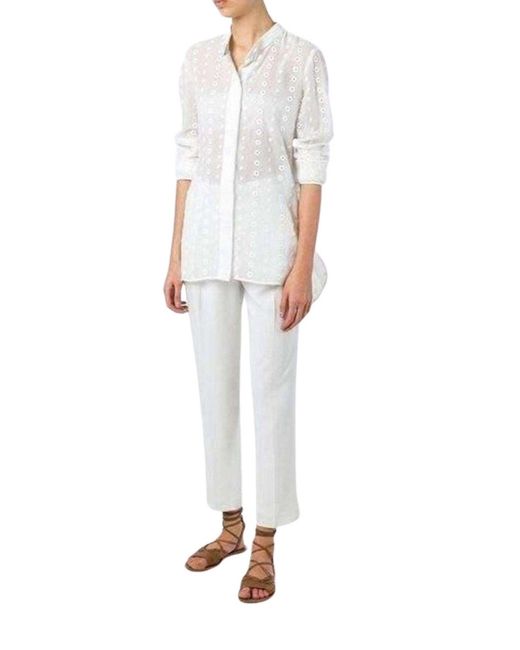Chloé White Cotton Embroidered Long Sleeve Shirt