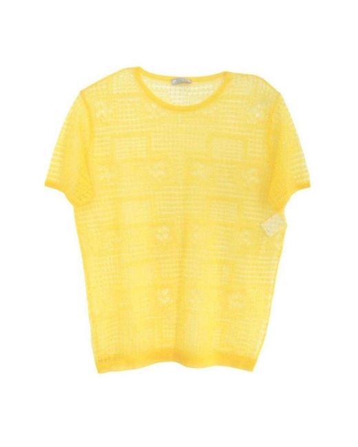Nina Ricci Yellow Silk Sheer Fine Knit T-shirt