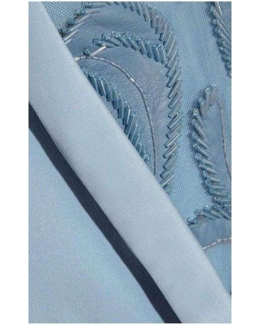 Versace Blue Leather Cutout Lace Embellished Gown Fr 40 (us 10)