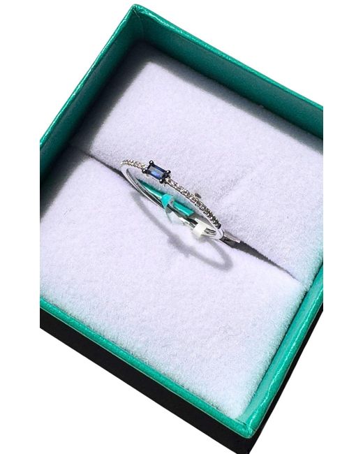 Effy Royale Bleu Sapphire Diamond Ring 14k White Gold