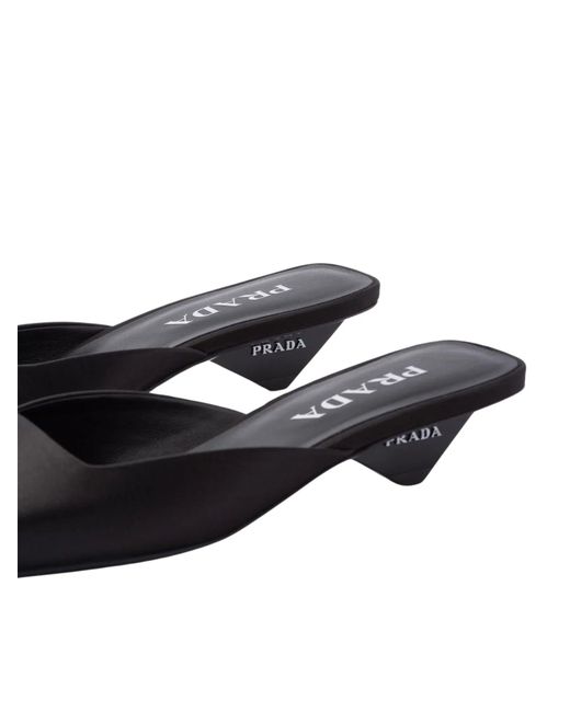 Prada Black Satin Mule Loafers