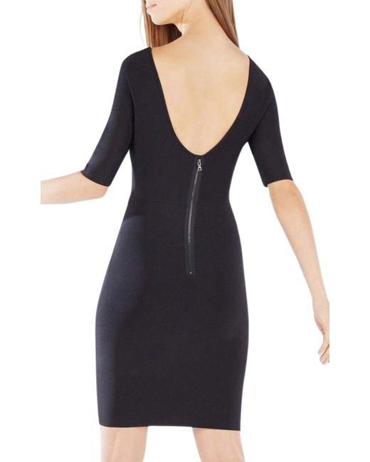 BCBGMAXAZRIA Black Jaydan Pointelle Trim Scoop-back Dress