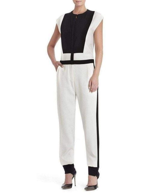BCBGMAXAZRIA White Patricia Color-blocked Jumpsuit