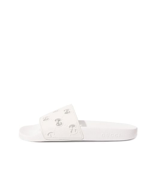 Gucci White GG Slide Sandal