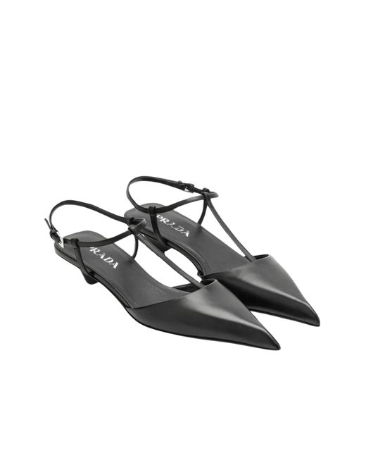 Prada Black Leather Slingback Pumps