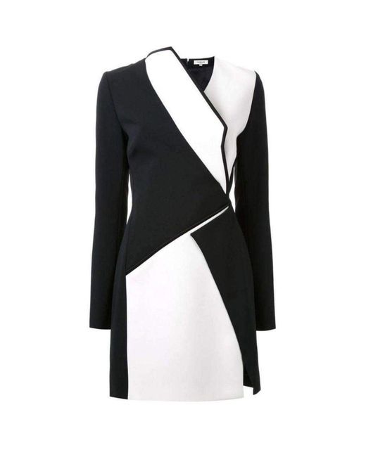 Mugler Black Bonded Monocrome Crepe Long Sleeve Mini Dress