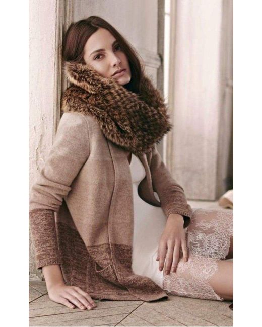 BCBGMAXAZRIA Natural Cashmere Ginata Ombre Shawl Collar Cashmere Blend