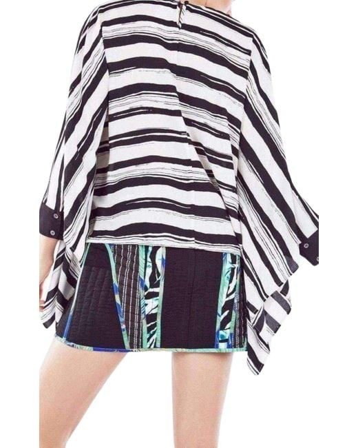 BCBGMAXAZRIA White Cordelia Striped Kaftan Top