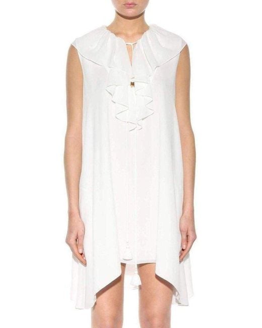 Chloé White Fine Sheer Crepe Dress